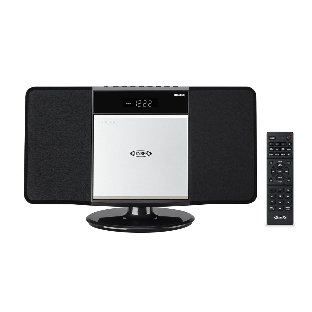 Jensen® JBS-300 Home Bluetooth Stereo Shelf Music System Speakers with MP3 CD Player Wall Mountable Digital AM-FM Radio, USB Port - Remote Included