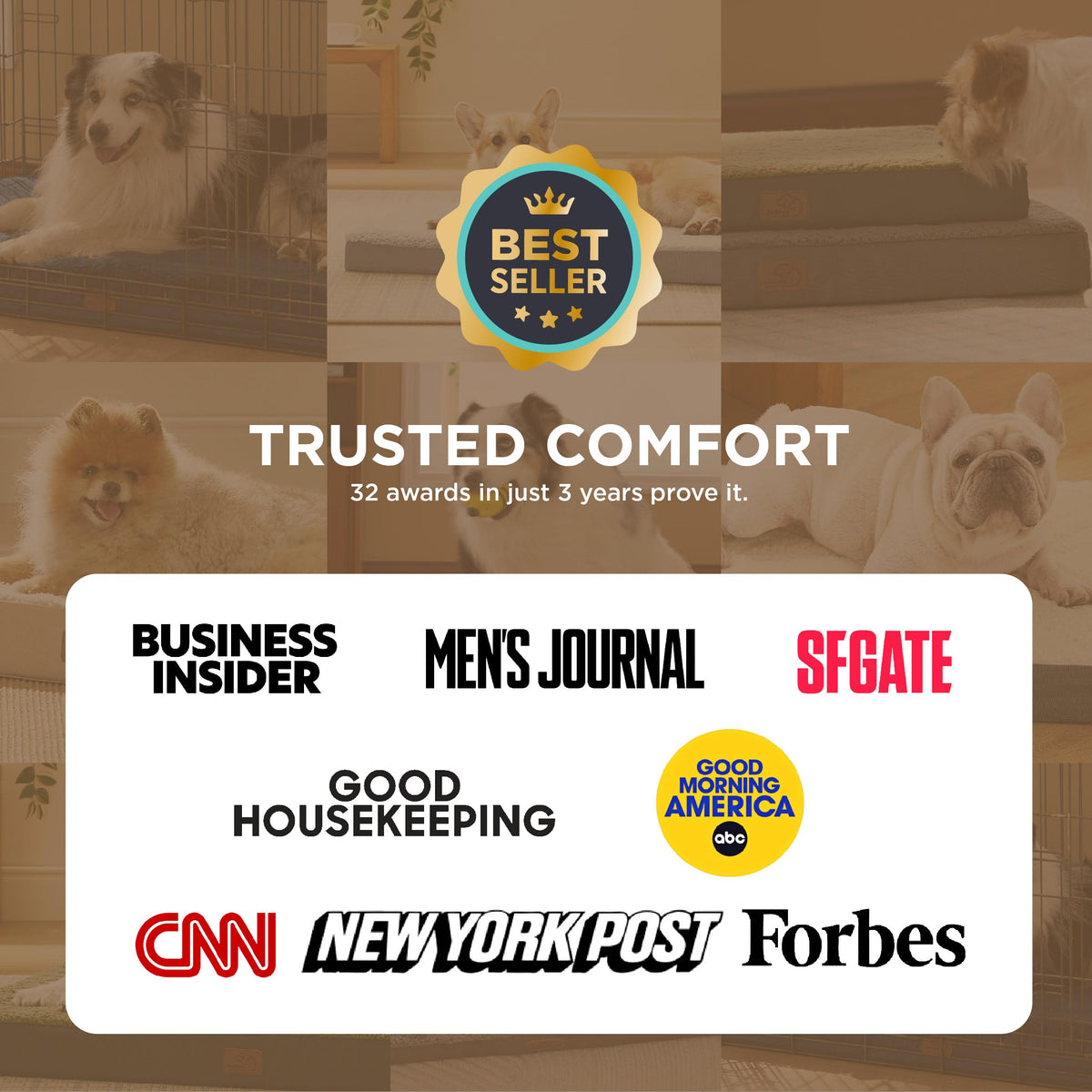 Bedsure Washable Dog Beds Large Sized Dog with Comfy Sherpa, 36x27in Grey