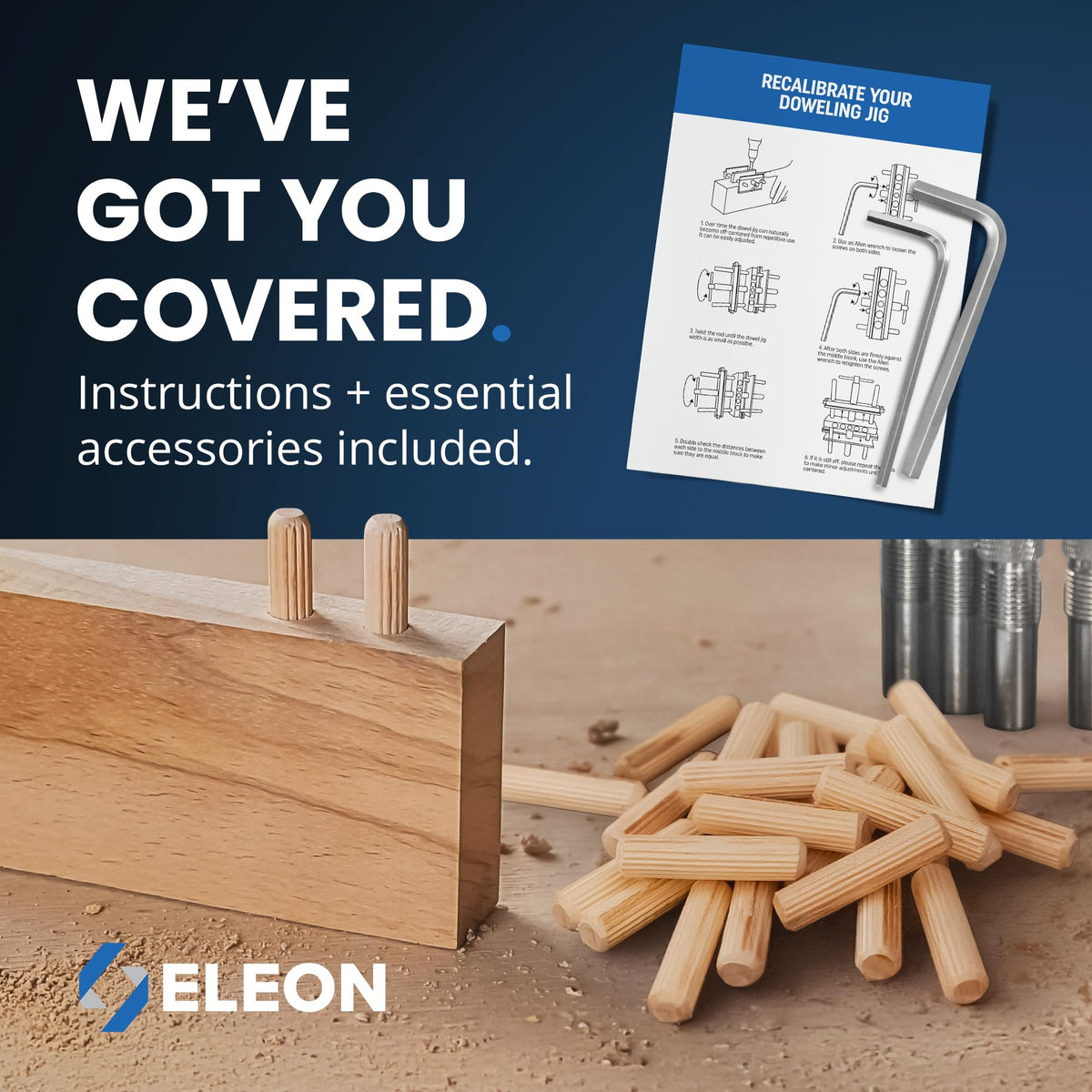 Self Centering Dowel Jig with Elongated Jaws & Extra Wide Clamp up to 6.7" - Precision Woodworking Made Effortless - Lasting Craftsmanship - Aluminum