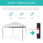 Best Choice Products 10x10ft Easy Setup Pop Up Canopy w/ 1-Button Setup, Wheeled Case, 4 Weight Bags - White