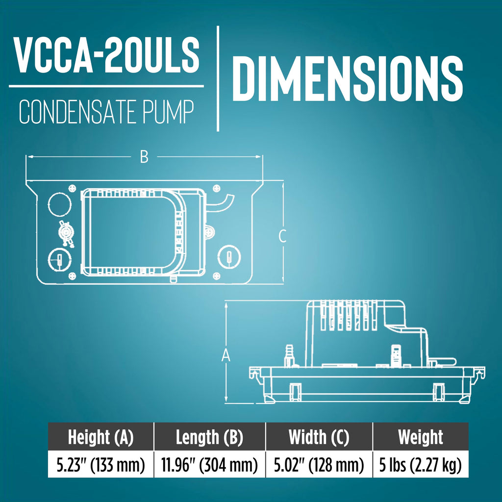 Little Giant VCCA-20ULS 115V, 80 GPH Low Profile Condensate Pump