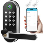 Fingerprint Smart Door Lock with Handle & Keypad – No More Lost Keys, Keyless Entry & Remote Access for Home, Kids, Airbnb & Rental Property, DIY