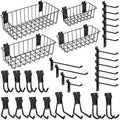 Heavy-Duty Slatwall Baskets and Hooks - Slatwall Accessories for Standard Slatwall Panels | Ideal for Organizing Garages and Workshops
