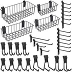 Heavy-Duty Slatwall Baskets and Hooks - Slatwall Accessories for Standard Slatwall Panels | Ideal for Organizing Garages and Workshops