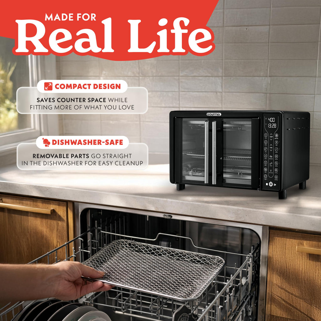 Gourmia Toaster Oven - 6-Slice Capacity, Digital Display, Black