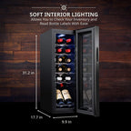 Ivation 12 Bottle Compressor Wine Cooler, Freestanding Fridge w/Lock, Black