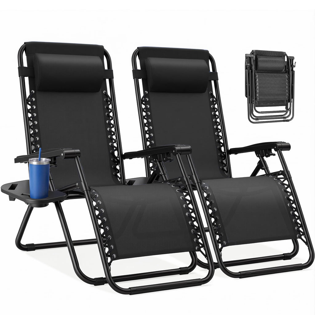 NEWBULIG Zero Gravity Chairs Set of 2, Folding Lounge Recliner Chair