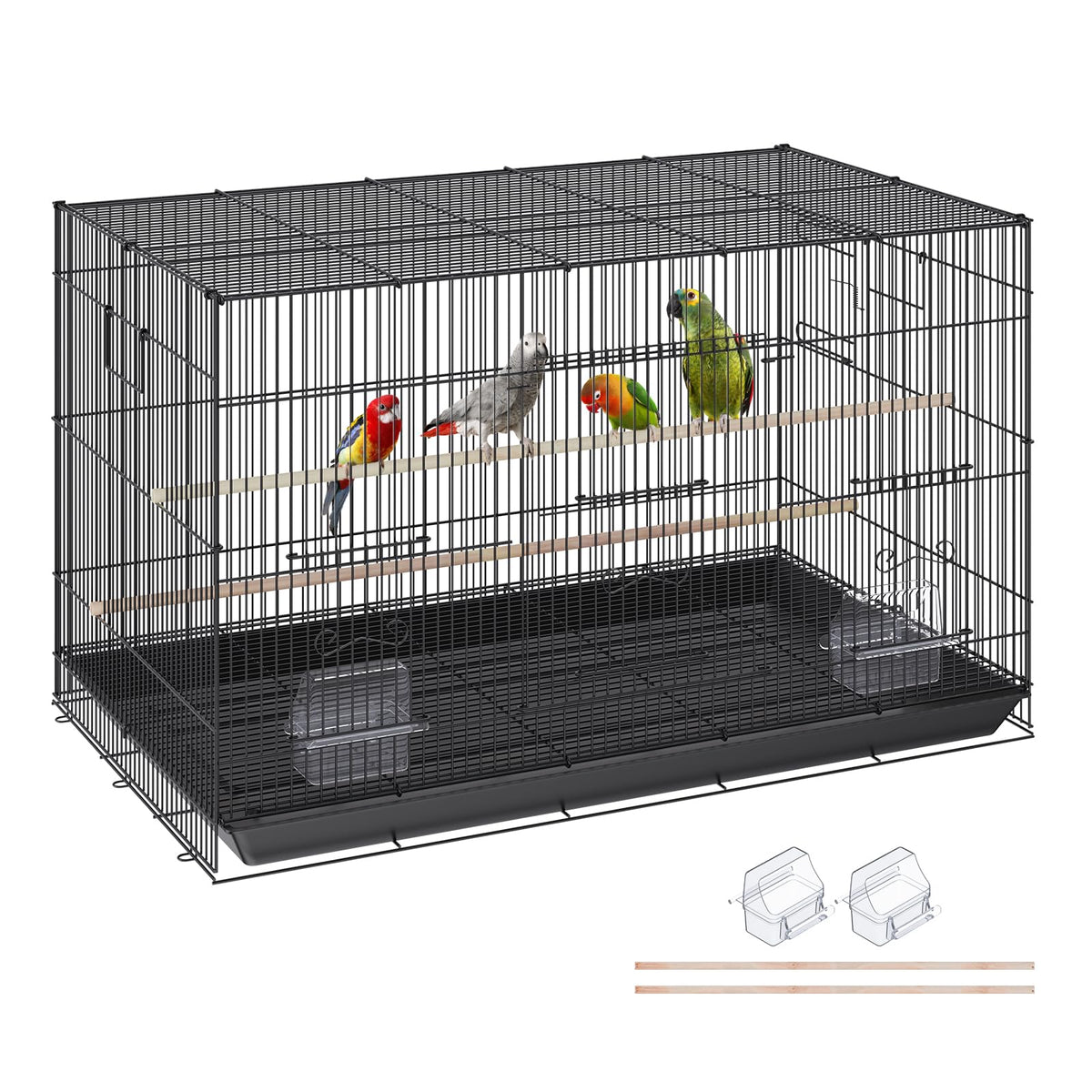 VEVOR 30 Inch Flight Bird Cage, Stackable Bird Cage Parakeet Cage with Slide-Out Tray and Handle, Small Parrots Birdcage for Cockatiels Budgies