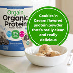 Orgain Organic Vegan 21g Protein Powder, Cookies & Cream, 2.03 lb