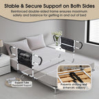 Double Bed Rail for Elderly Adults Safety, Adjustable Bed Assist Rail, Dual Side Bed Rail for Seniors Safety, Under Mattress Bed Guard Rail for Fall
