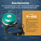 Farm Innovators 1250 Watts 7.5 Inch Cast Aluminum Floating Outdoor Pond De Icer Heater with Built in Thermostat Control and 10 Foot Cord, Green