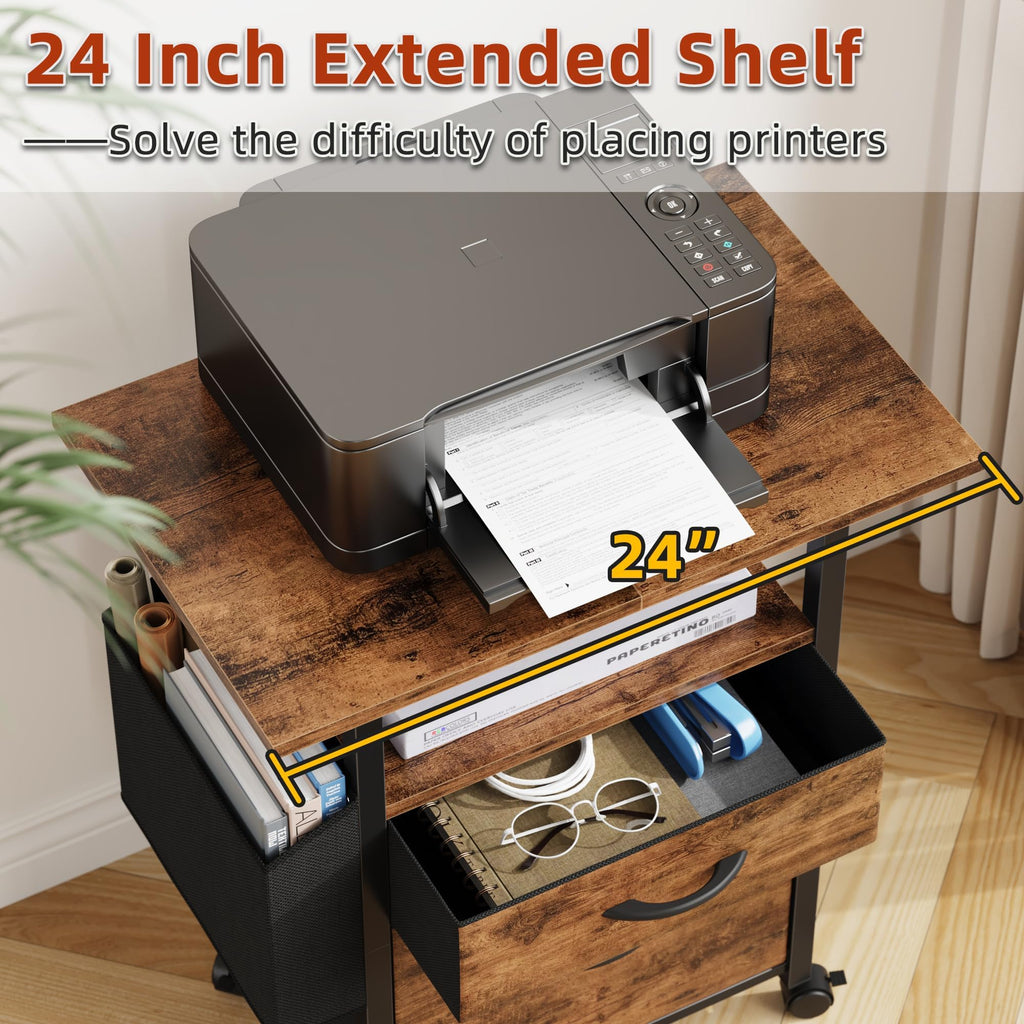 GYIIYUO 2 Drawer File Cabinet 24''W, Mobile Filing Cabinet, Printer Stand