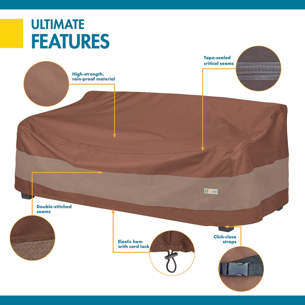 DUCKCOVERS Ultimate Waterproof Patio Sofa Cover, Outdoor Couch Cover with All Weather Protection, Patio Furniture Covers with Attachment Strap, 77"W