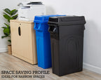 United Solutions Highboy Waste Container with Swing Lid, 23 Gallon, Space Saving Slim Profile and Simple Bag Removal, Handles for Easy Carrying