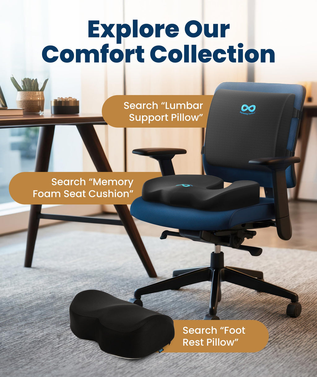 Everlasting Comfort The Original Lumbar Support Pillow for Office Chair - Improves Posture, Promotes Back Pain Relief - Superior Back Support for