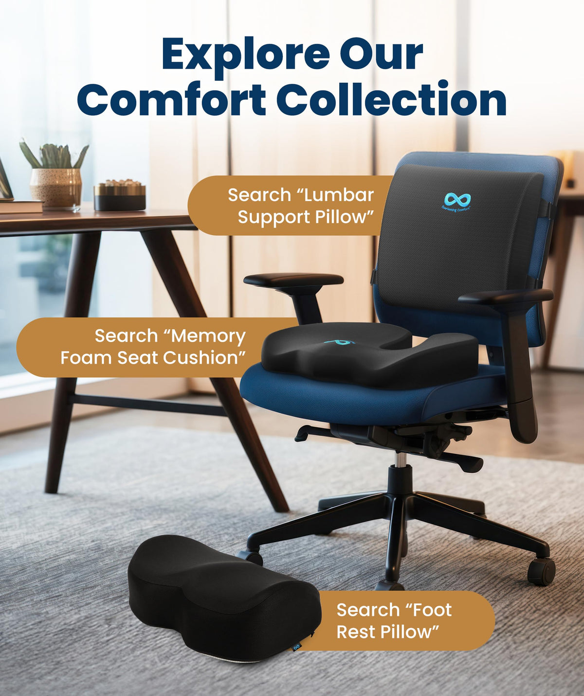 Everlasting Comfort The Original Lumbar Support Pillow for Office Chair - Improves Posture, Promotes Back Pain Relief - Superior Back Support for