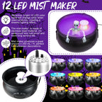 Halloween Mist Maker Fogger, 12.6" Big Witch Cauldron Skeleton with Color Change LED Light Large Capacity of Mist Water Fountain Pond Fog Machine and