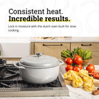 Lodge Essential Enamel Cast Iron Dutch Oven, 6 Quart, Oyster White