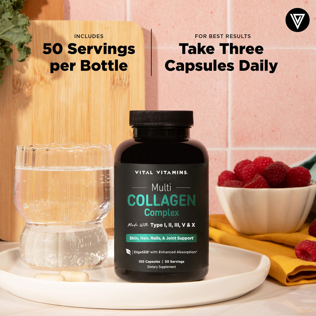 Vital Vitamins Multi Collagen Peptides Complex for Women & Men, 2-Pack
