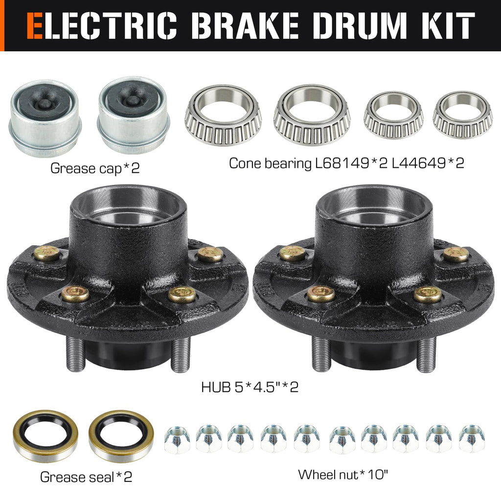 Aeagle 2 Sets 5 on 4.5" Trailer Hub Kits for 1-1/16" & 1-3/8" Tapered Axle