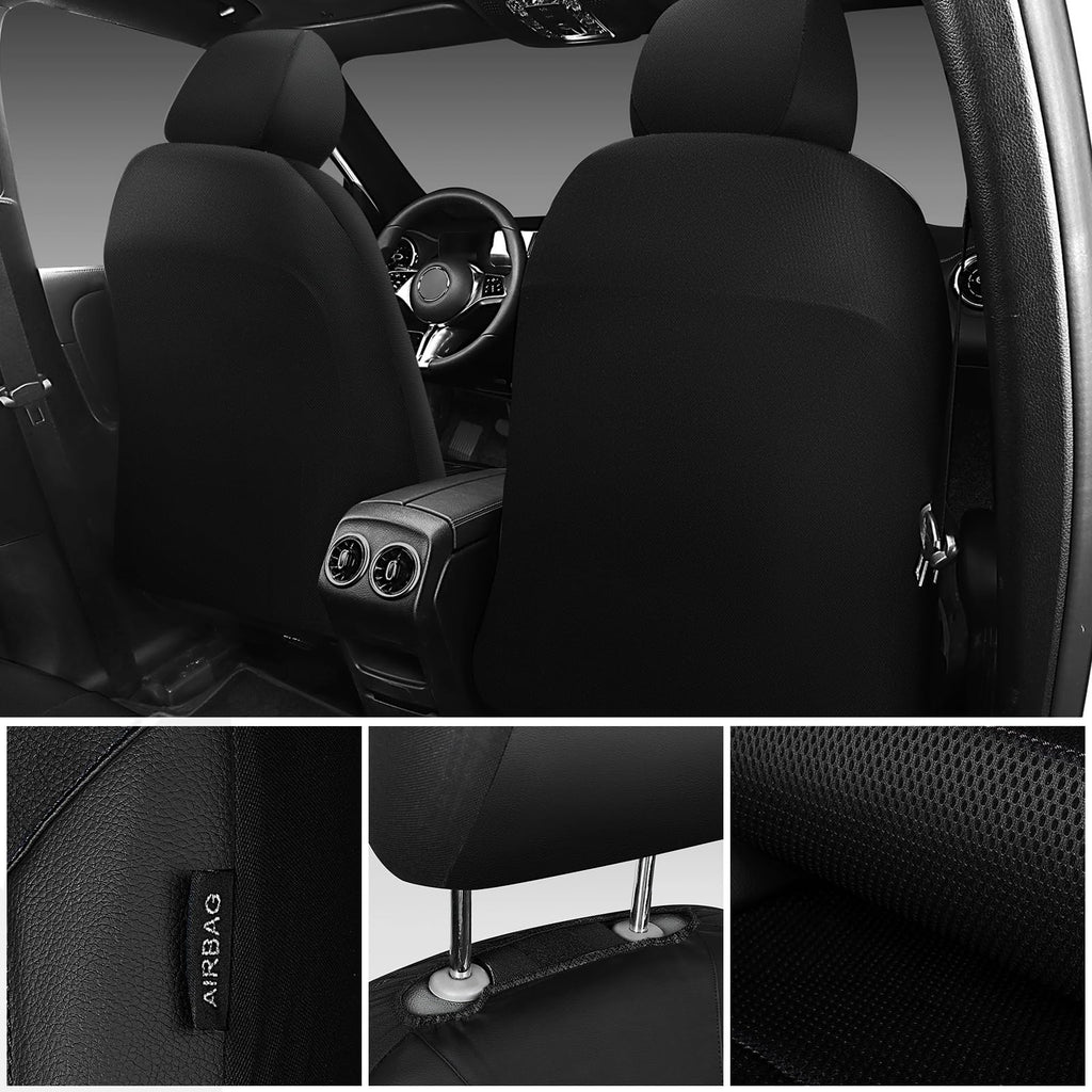 CAR PASS Leather and 3D Air Mesh Universal Fit Car Seat Covers, for Sedans,Trucks,Suvs,Airbag Compatible,Zipper Design and Reserved Opening Holes for