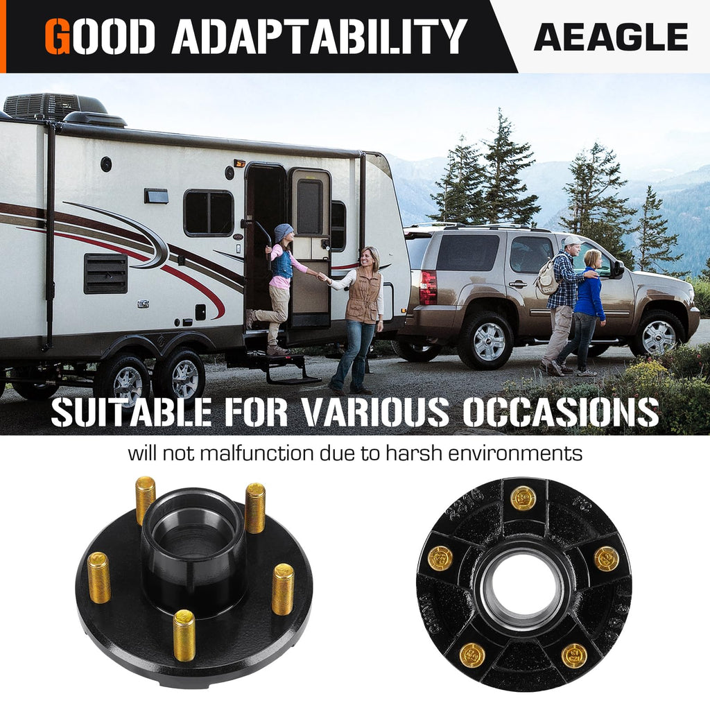Aeagle 2 Sets 5 on 4.5" Trailer Hub Kits for 1-1/16" & 1-3/8" Tapered Axle