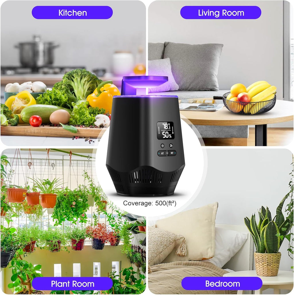 Fruit Fly Traps for Indoors, Smart Fly Trap Indoor Bug Zapper Gnat Traps for House Indoor with Temperature and Humidity Sensor, 10PCS Sticky Boards