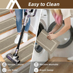 COSY HOMEER Soft Stair Treads 15pcs Non-Slip Carpet Mat 28inX9in,Beige