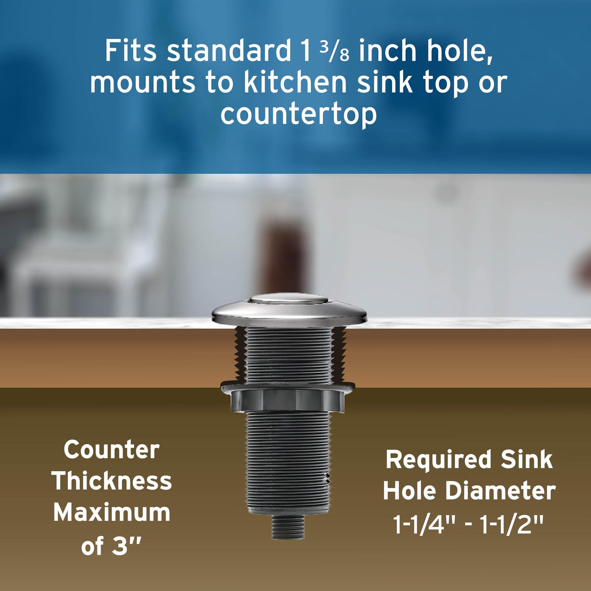 InSinkErator Garbage Disposal Air Switch Kit, Dual Outlet Sink Top Switch Button for All InSinkErator Food Waste Disposer Models, Satin Nickel STS