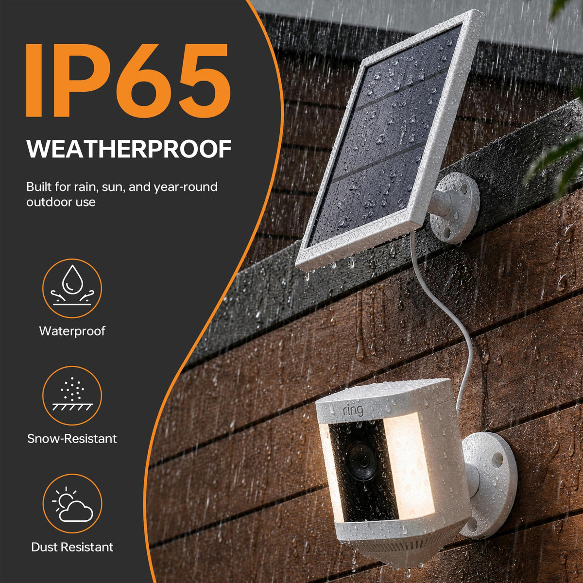 Solar Panel for Ring Camera, 2 Pack 4W Solar Charger with 10FT Cable, USB-C to Barrel Plug Adapter, Compatible with Ring Stick Up Cam Battery/Pro