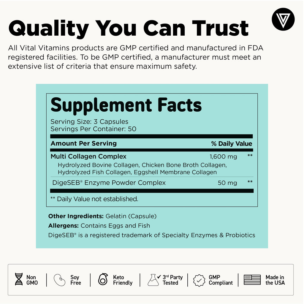 Vital Vitamins Multi Collagen Peptides Complex for Women & Men, 2-Pack