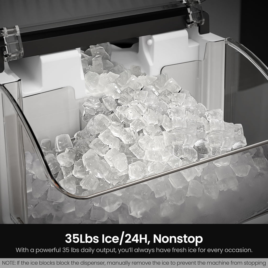 Kismile Nugget Ice Maker Countertop, 35 lbs/Day, Stainless Steel