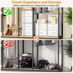 2-Pack Stackable Storage Drawers (4 Drawers Total), White Closet Organizer with Wooden Top & Metal Frame, Freestanding or Stackable Dresser for