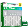 Filterbuy 20x25x4 Air Filter MERV 8 Dust & Allergy Defense (2-Pack)
