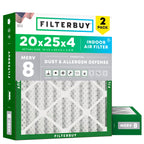 Filterbuy 20x25x4 Air Filter MERV 8 Dust & Allergy Defense (2-Pack)