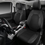 CAR PASS Leather and 3D Air Mesh Universal Fit Car Seat Covers, for Sedans,Trucks,Suvs,Airbag Compatible,Zipper Design and Reserved Opening Holes for