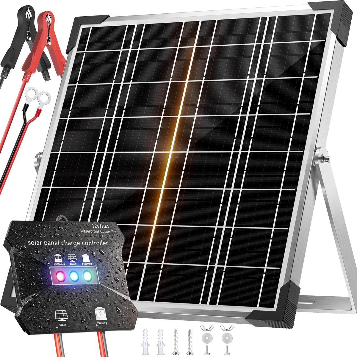 20W 12V Solar Panel Battery Charger Trickle Maintainer Kit