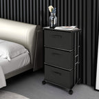 Dresser Storage with 3 Drawers, Fabric Dresser Tower, Vertical Storage Unit for Bedroom, Closet, Office, Black