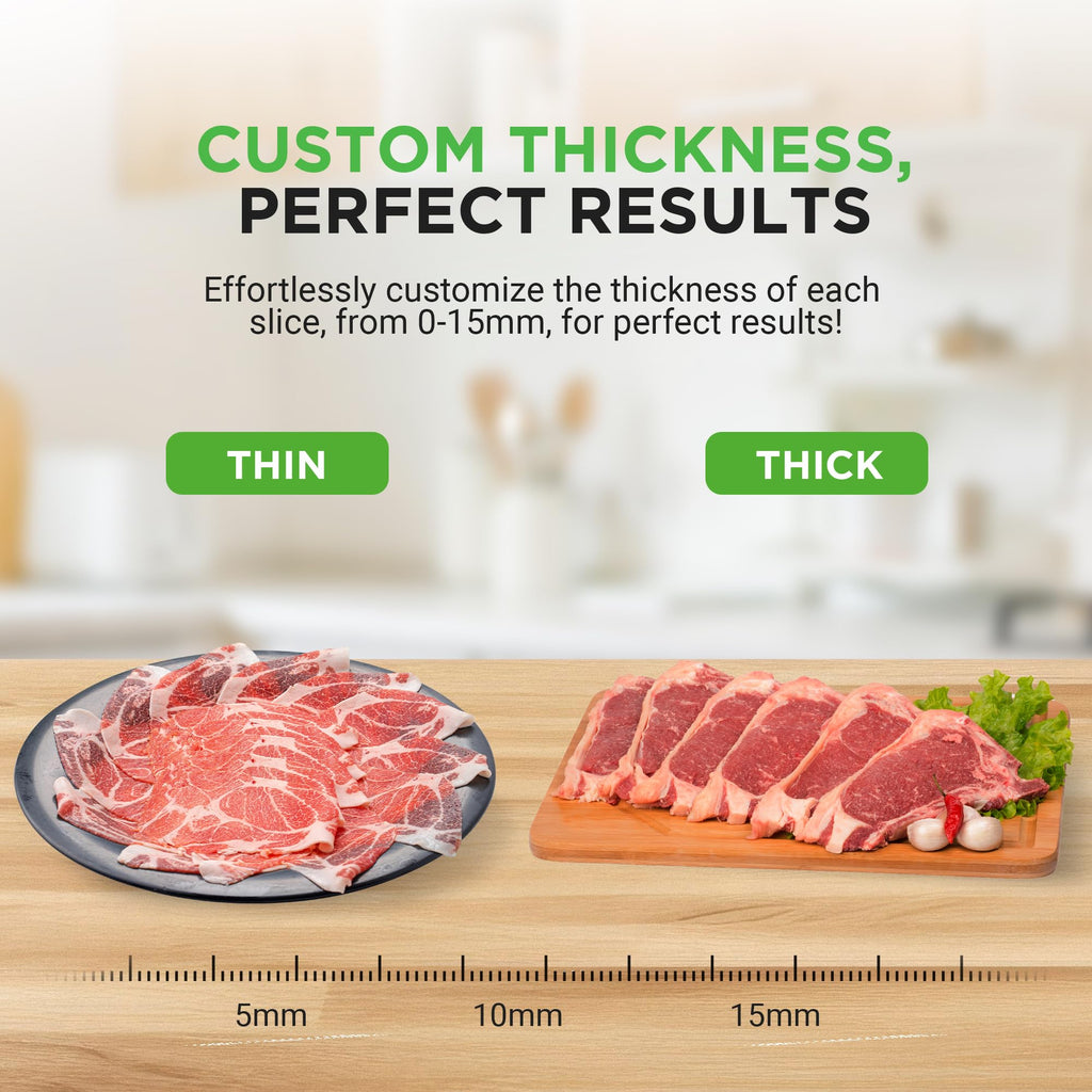 Nutrichef Electric Meat Slicer | 200W Automatic Meat, Deli & Bread Slicer | Adjustable Dial for 0-15mm Cutting Range Thickness | Removable 7.5 IN