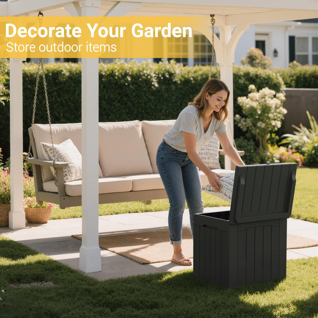 Greesum Outdoor Storage Box 31 Gallon Storage Box with Lid for Patio Furniture, Garden Tools, Pool Supplies, Waterproof and UV Resistant, Lockable