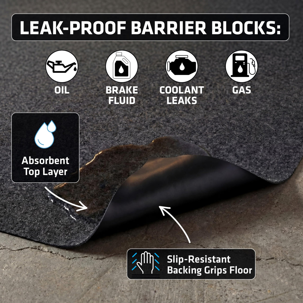 Armor All Garage Floor Mat 17' x 7'4", Waterproof Garage Flooring, USA Made
