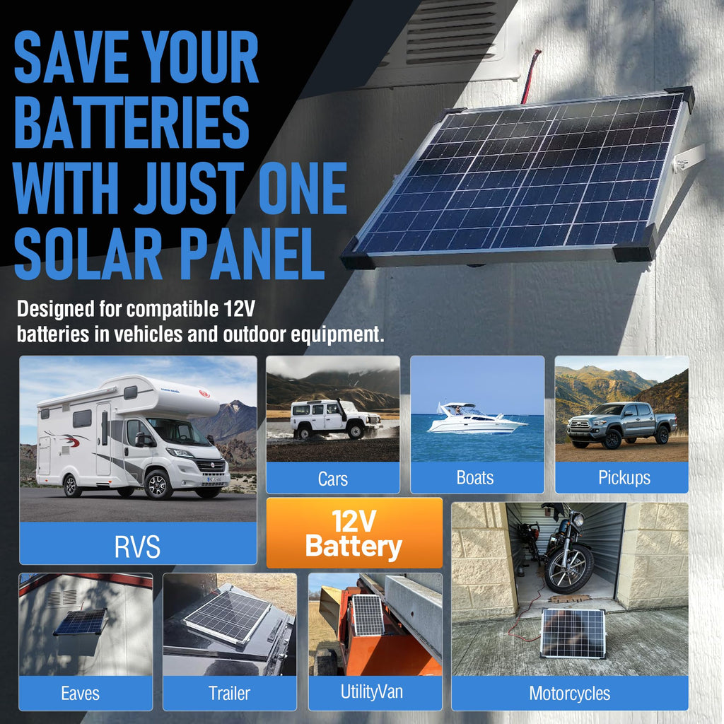 20W 12V Solar Panel Battery Charger Trickle Maintainer Kit
