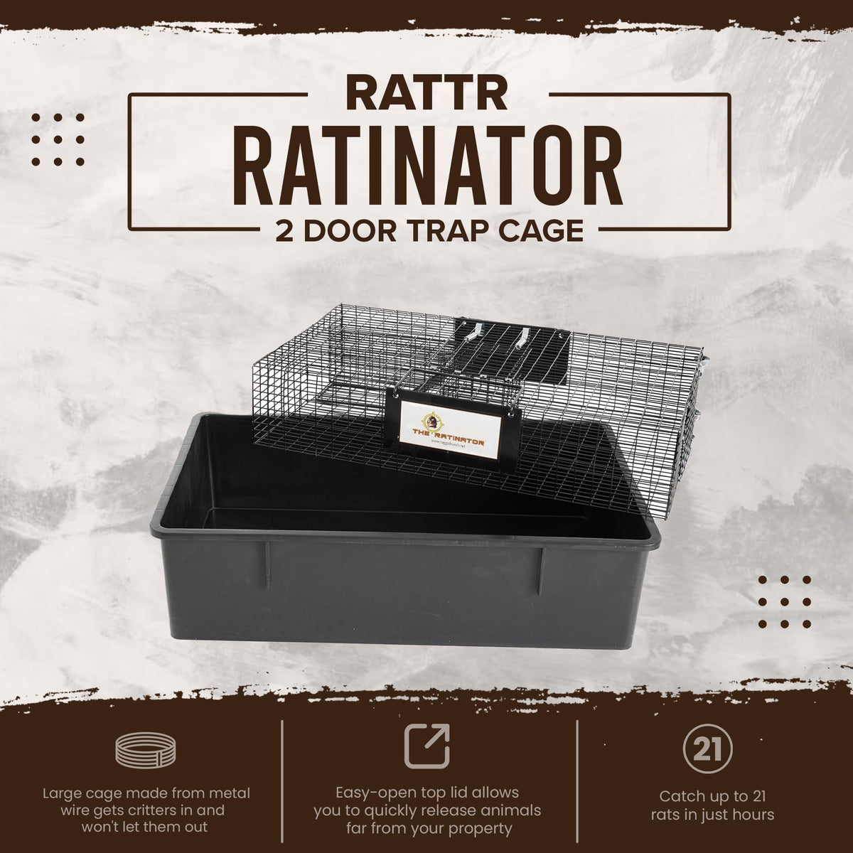 Rugged Ranch Ratinator Multi-Catch Live Rat and Mouse Trap Cage, 2 Door