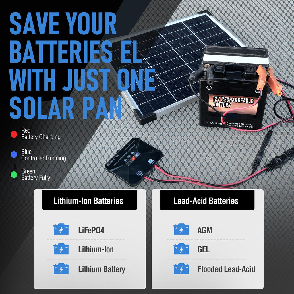 20W 12V Solar Panel Battery Charger Trickle Maintainer Kit