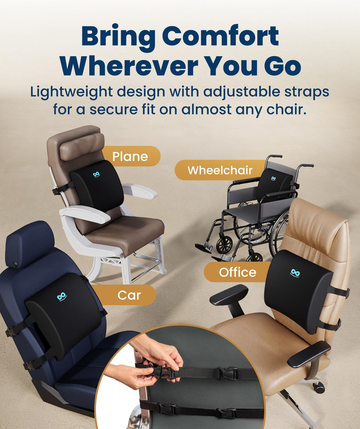 Everlasting Comfort The Original Lumbar Support Pillow for Office Chair - Improves Posture, Promotes Back Pain Relief - Superior Back Support for