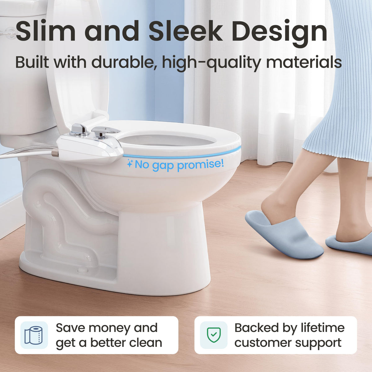 LUXE Bidet NEO 320 PLUS - Warm Water Bidet Attachment for Toilet, Chrome