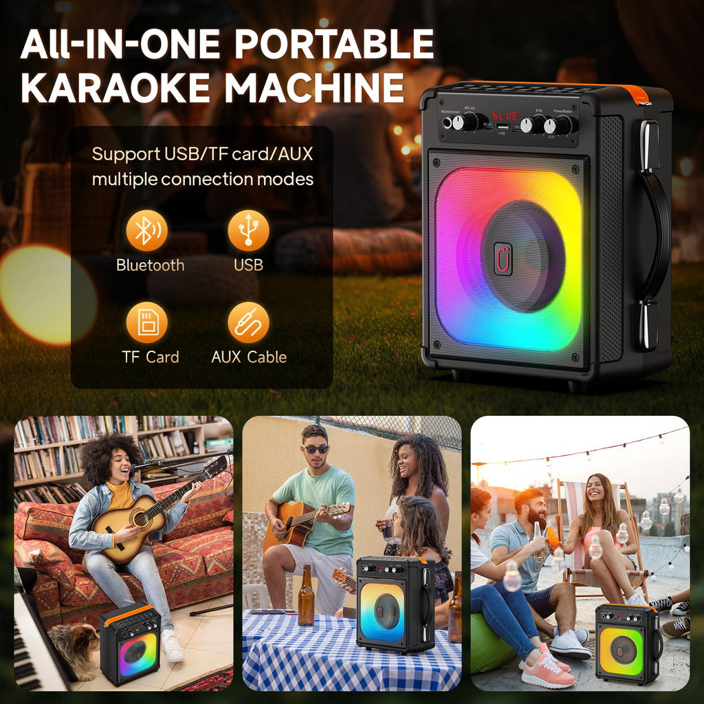 Karaoke Machine with 2 Mics for Adults & Kids, All-in-One Karaoke Set