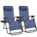 Sweetcrispy Zero Gravity Chairs Set of 2, Outdoor Folding Reclining Lounge Chair with Cup Holder Tray & Adjustable Pillow, Portable Camping Beach