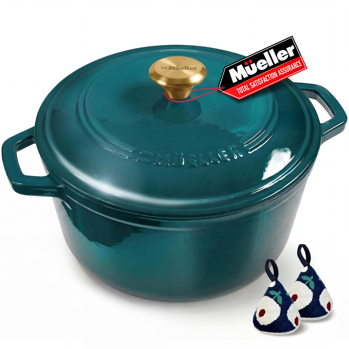 Mueller DuraCast 6 Quart Enameled Cast Iron Dutch Oven Pot with Lid