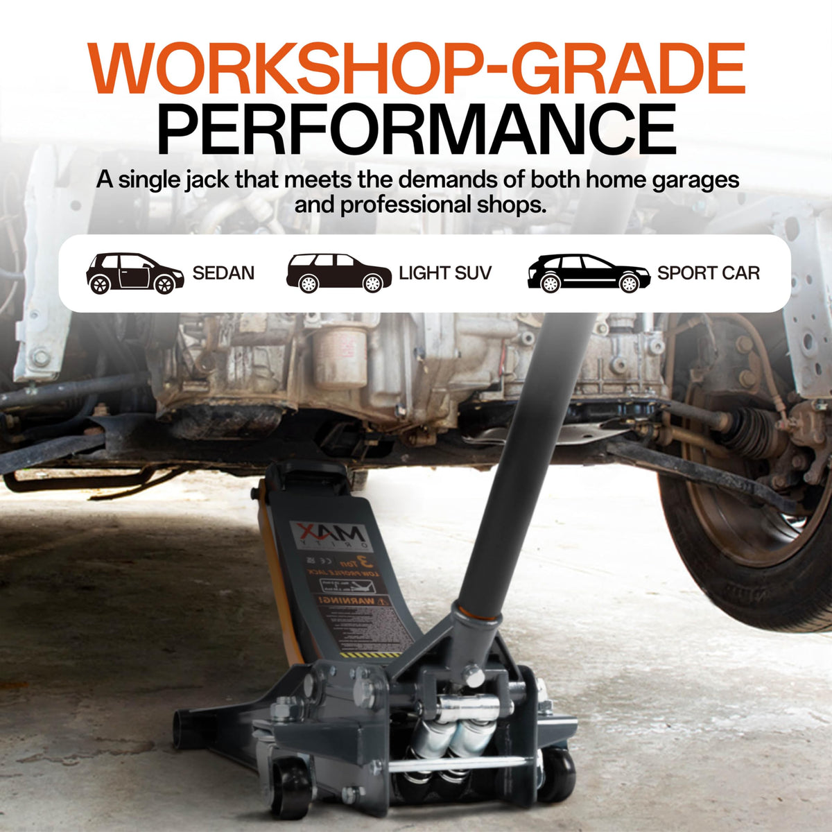 3-Ton (6600lbs) Low Profile Hydraulic Heavy-Duty Steel Floor Jack with Dual Pistons Quick Lift Pump, Home and Workshop Car Maintenance for Various